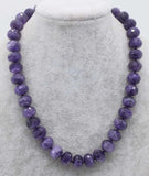 Amethyst Roundel Faceted 10*14mm/12mm Necklace 18inch