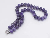 Amethyst Roundel Faceted 10*14mm/12mm Necklace 18inch