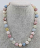 Morganite Round Bead Necklace 17inch