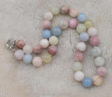 Morganite Round Bead Necklace 17inch