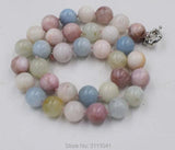 Morganite Round Bead Necklace 17inch