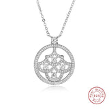925 Sterling Silver Flower Necklace Pendant with High SONA Diamond