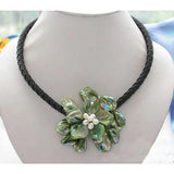 Green Shell Flower Necklace, Wedding Lady Gift