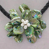 Green Shell Flower Necklace, Wedding Lady Gift