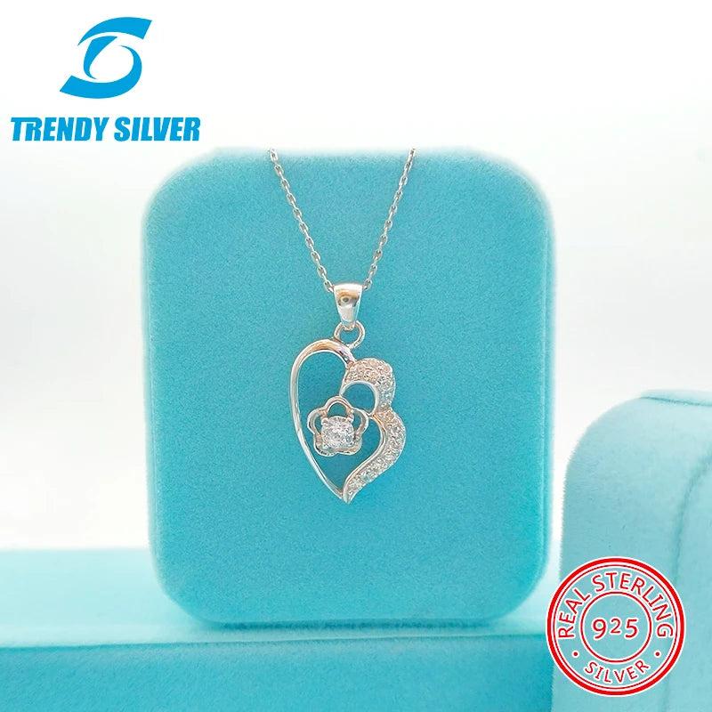 Micro Inlaid Zircon 925 Sterling Silver Full Diamond Pendant Necklace