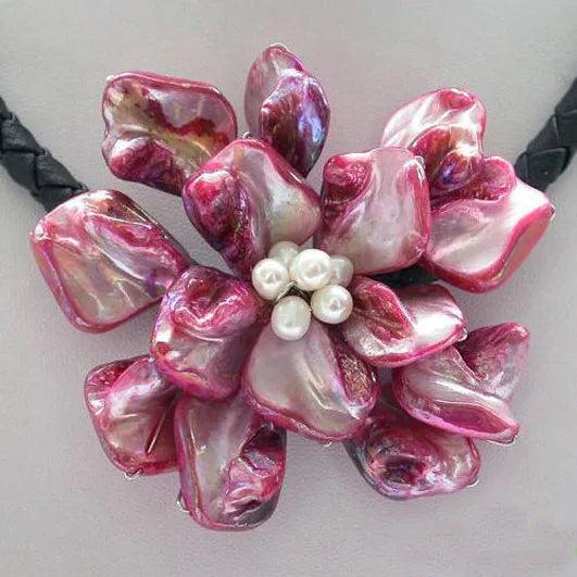 Pink Shell Flower Necklace, Wedding Birthday Lady Gift