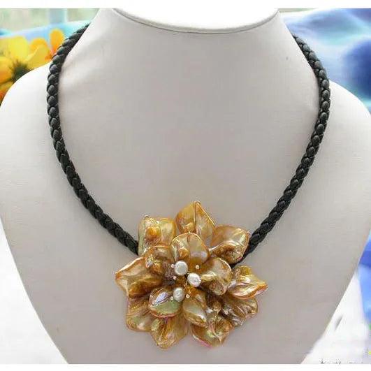 Yellow Shell Flower Necklace, Wedding Birthday Chirstmas Gift