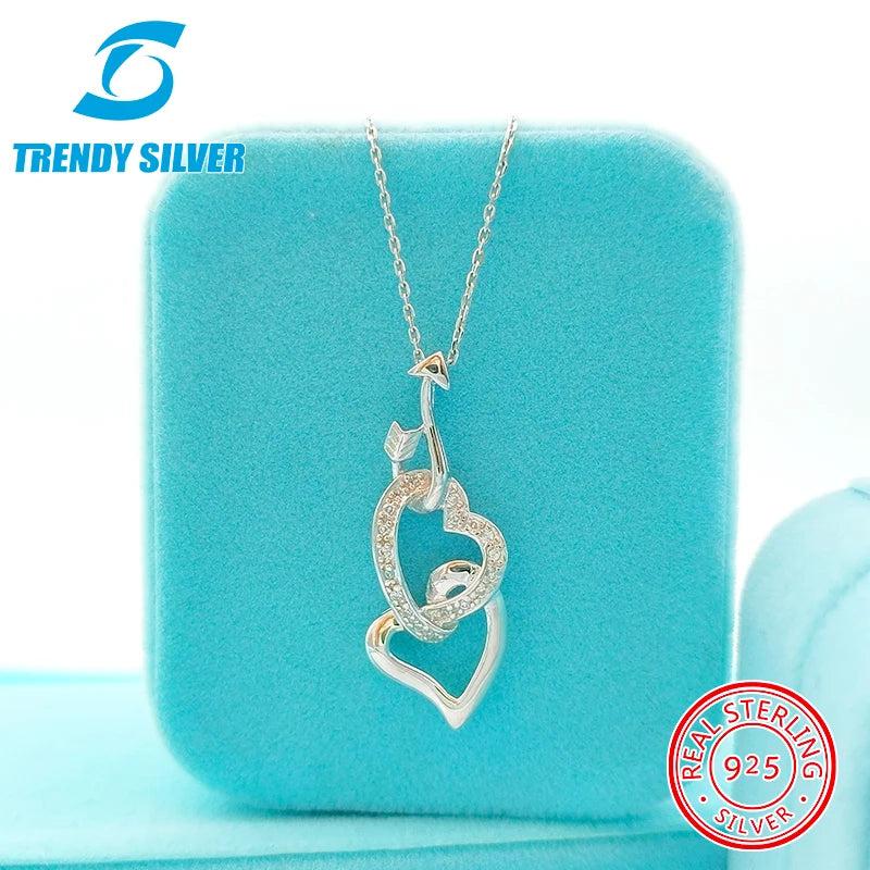 Zircon 925 Silver Pendant Necklace Light Collarbone Necklace