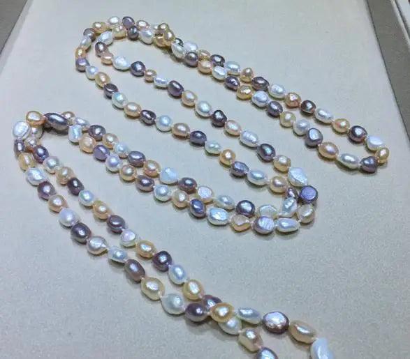 Baroque Pearl Necklace Multicolor Freshwater Long Jewelry