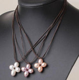 Favorite Pearl Chokers Necklace Rope Leather Pink Lavender Pearl Necklace
