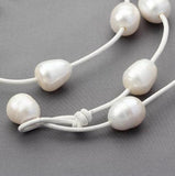 Favorite Pearl Chokers Necklace Rope Leather Freshwater Pearl Necklace