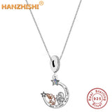 Star Moon Necklaces 925 Sterling Silver Wine Togther Pendant Necklace