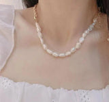 Pearl Necklace Rice Baroque Freshwater Pearls Jewelry Women Gift
