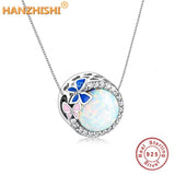 925 Silver Opal Pendant Necklace Butterfly Spring Jewelry