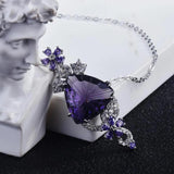 Geometric Amethyst Necklace with Zircon Jewelry