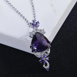 Geometric Amethyst Necklace with Zircon Jewelry
