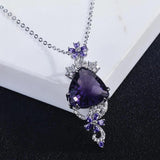 Geometric Amethyst Necklace with Zircon Jewelry