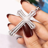 925 Silver Jesus Cross Pendant Necklace with Diamond Charm