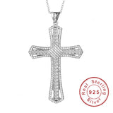 925 Silver Jesus Cross Pendant Necklace with Diamond Charm