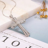 925 Silver Jesus Cross Pendant Necklace with Diamond Charm