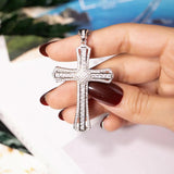 925 Silver Jesus Cross Pendant Necklace with Diamond Charm