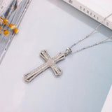 925 Silver Jesus Cross Pendant Necklace with Diamond Charm