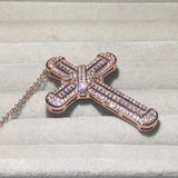 925 Silver Bible Jesus Cross Pendant Necklace with Simulated Diamond Rose