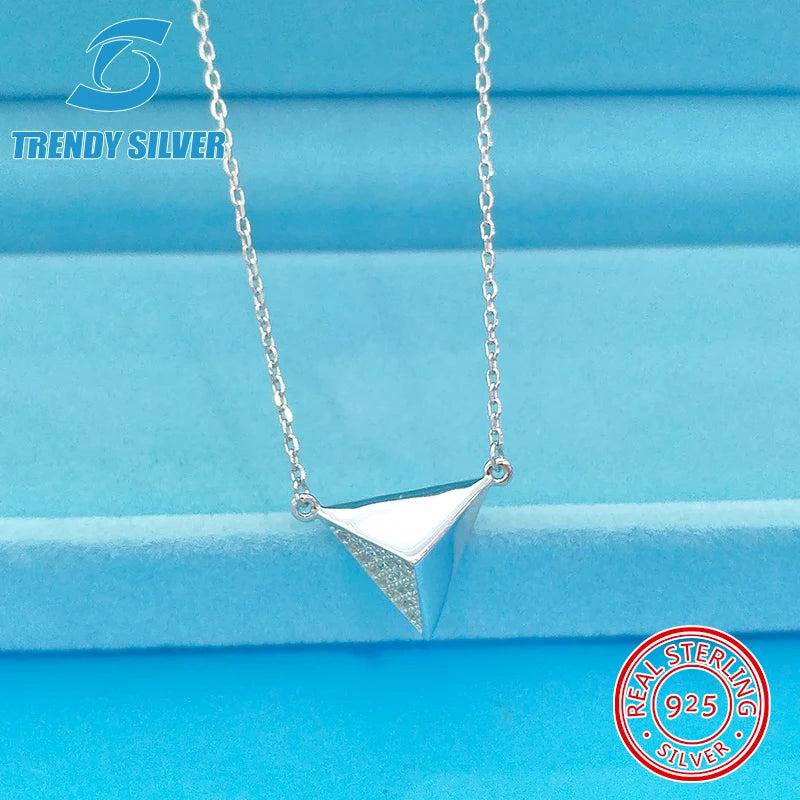 Zircon 925 Silver Pyramid Pendant Necklace Small Gift