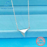 Zircon 925 Silver Pyramid Pendant Necklace Small Gift