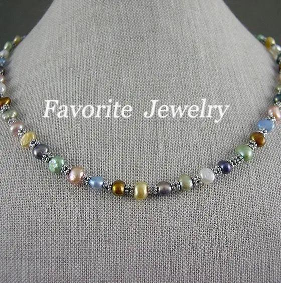 Baroque Freshwater Pearl Necklace 18in AA Silver Beads
