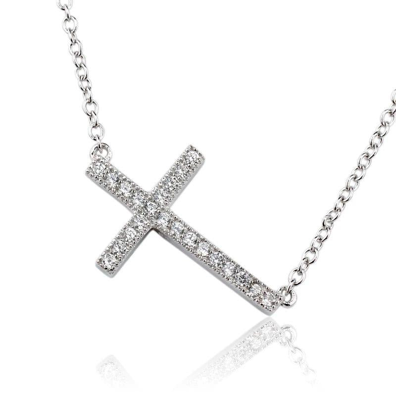 925 Silver Cross Pendant Necklace for Women P083