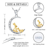 925 Silver Mother & Child Rabbit in Moon Pendant Necklace for Women
