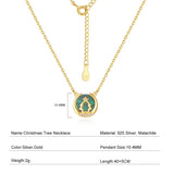 Malachite Christmas Tree Necklace 925 Sterling Silver for Women
