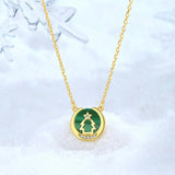 Malachite Christmas Tree Necklace 925 Sterling Silver for Women
