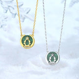 Malachite Christmas Tree Necklace 925 Sterling Silver for Women