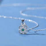 18K Plated Clover Sapphire Necklaces Women Gift 925 Silver