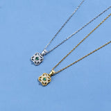 18K Plated Clover Sapphire Necklaces Women Gift 925 Silver