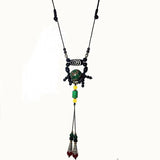 Green 3 eyes agate DZI 18mm round bead pendant necklace