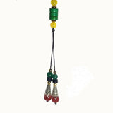 Green 3 eyes agate DZI 18mm round bead pendant necklace