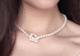 Rice Pearl Choker Necklace Chain Clasp Natural Freshwater Women Jewelry