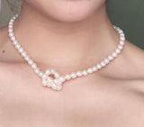 Rice Pearl Choker Necklace Chain Clasp Natural Freshwater Women Jewelry