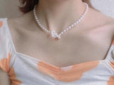 Rice Pearl Choker Necklace Chain Clasp Natural Freshwater Women Jewelry