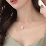 Snowflake 925 Sterling Silver Necklace Zircon Shell Pearl Pendant