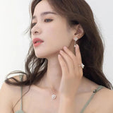 Snowflake 925 Sterling Silver Necklace Zircon Shell Pearl Pendant