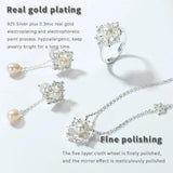 Snowflake 925 Sterling Silver Necklace Zircon Shell Pearl Pendant