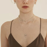925 Silver INS Oval Beads Necklace Retro Elastic Chocker