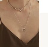 925 Silver INS Oval Beads Necklace Retro Elastic Chocker