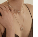 925 Silver INS Oval Beads Necklace Retro Elastic Chocker