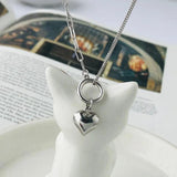 925 Silver Retro Heart Pendant Short Clavicle Chain Necklace