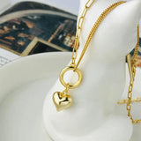 925 Silver Retro Heart Pendant Short Clavicle Chain Necklace